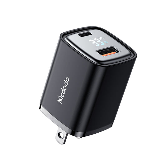 Cargador de Pared con Pantalla Digital 33W PD+QC (USB A + Tipo C)