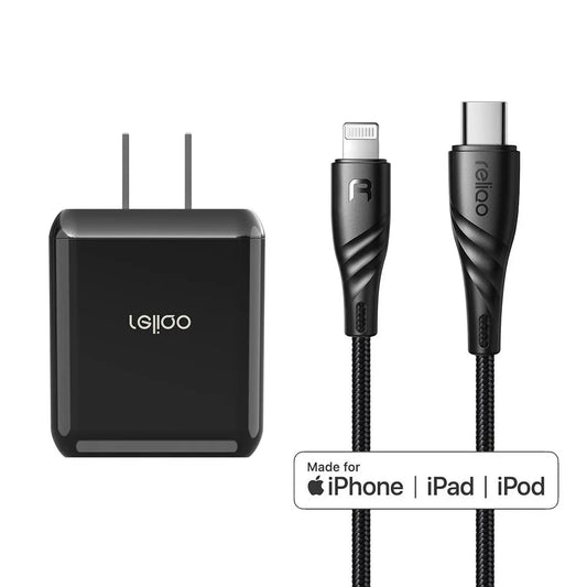 Kit de Carga Cable Tipo C a Lightning MFI + Cargador de Pared de Carga Rápida